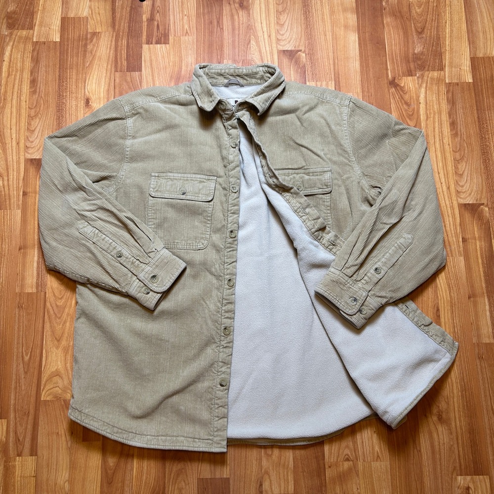 Woolrich Fleece Lined Corduroy Shirt Jacket Shacket Barley XL